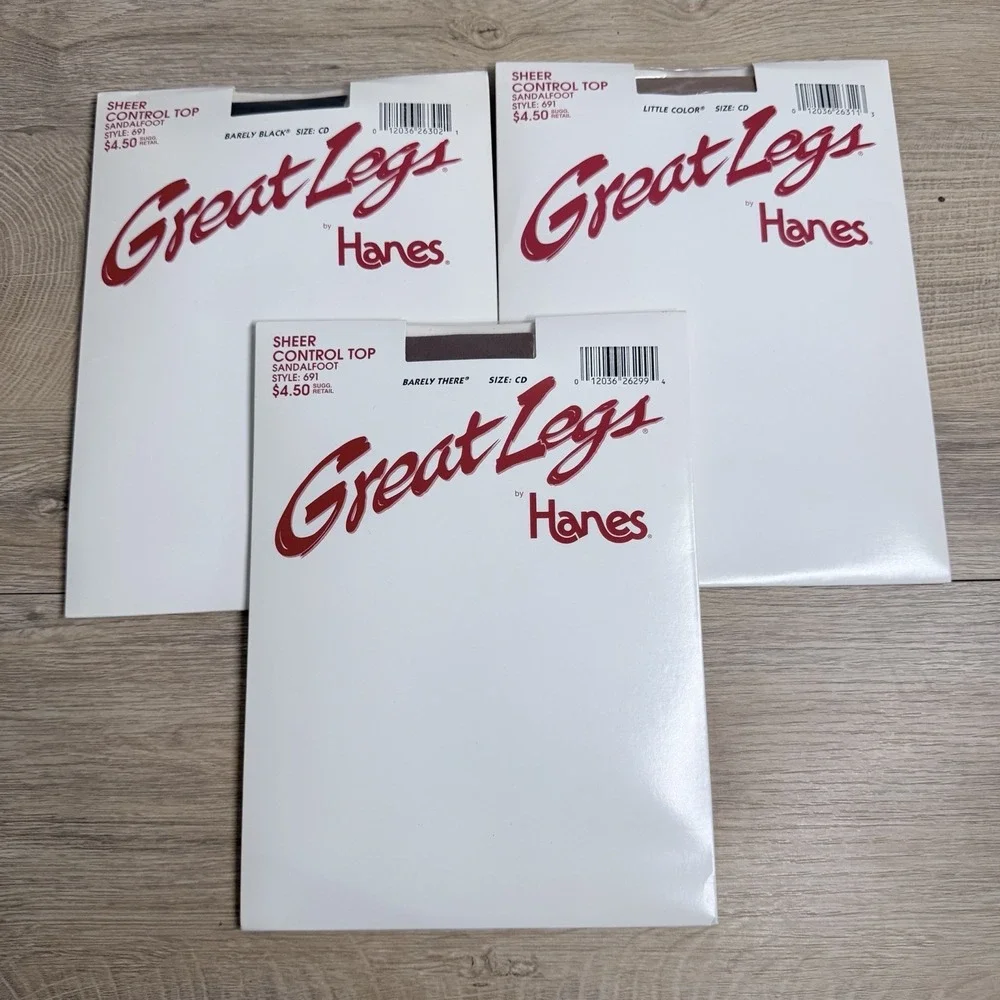 Hanes Great Legs Sheer Control Top Pantyhose Nude Hosiery Classic 3 Pack Size CD